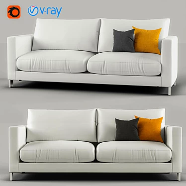 Title: Modern Gray and Orange Lounge 3D model image 1 