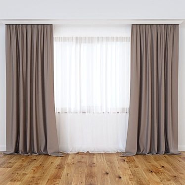 Stylish Window Drapes & Sheer Curtains 3D model image 1 