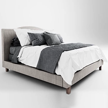 Modern 2018 Bed Set: Sleek & Stylish 3D model image 1 