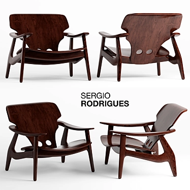 Sergio Rodrigues Armchair: Timeless Elegance 3D model image 1 