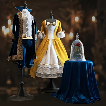 Title: Elegant Beauty and the Beast Costume 3D model image 1 