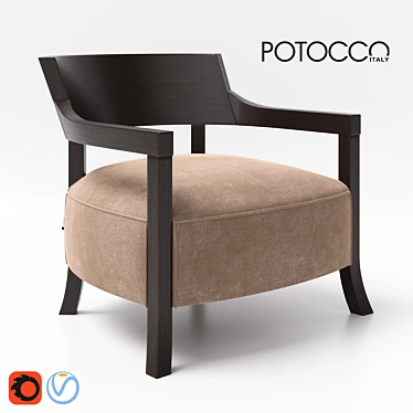 Potocco Aura Lounge: Italian Designer Chair 3D model image 1 