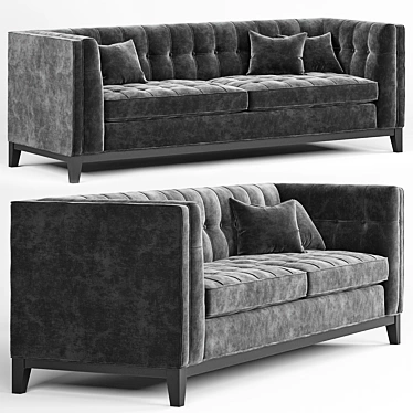 Aldgate Modern Black Velvet Sofa 3D model image 1 