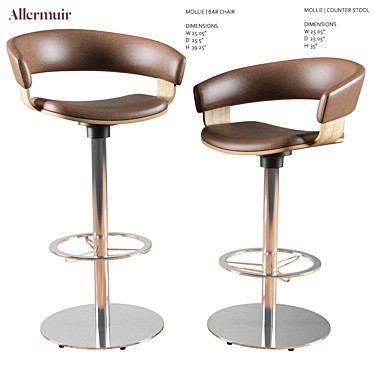 Swivel Pedestal Base Barstool: Mollie Allermuir 3D model image 1 