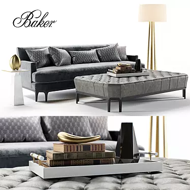 Baker Celestite Sofa Set: Elegant & Versatile 3D model image 1 