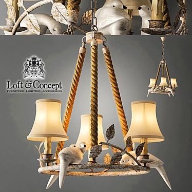 Provence Ivory Chandelier Forest Bird 3D model image 1 