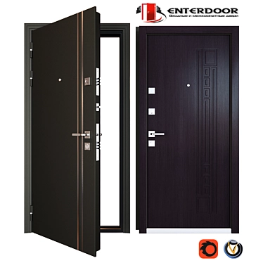 Modern Venge Entrance Door: EnterDoor KvadroLine 3D model image 1 