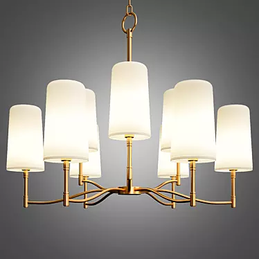 Elegant Brass Shaded Chandelier 3D model image 1 
