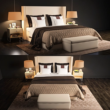 Title: Elegance in Motion: Art Deco Bed 3D model image 1 