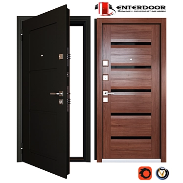 Maestro Entry Metal Door: Top-Quality Security & Style 3D model image 1 