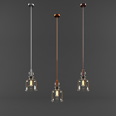 Sleek Pendant Light Fixture 3D model image 1 