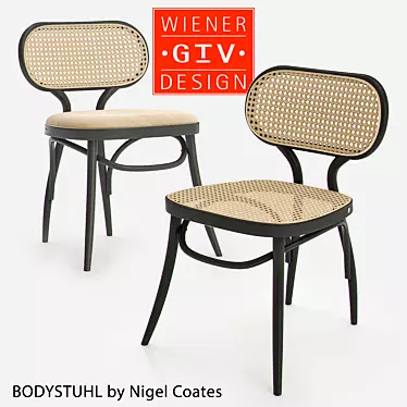 Retro Wicker Bodystuhl by Thonet Vienna 3D model image 1 