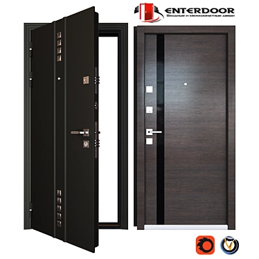 Stylish EnterDoor Kvadro3KZ6: Strong Metal Entrance Door 3D model image 1 