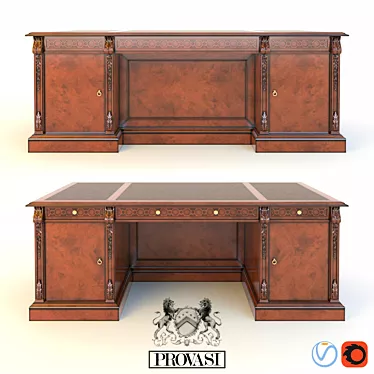 Provasi Chippendale Writing Desk - Elegant Mahogany Design 3D model image 1 