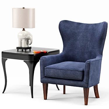 Elegant Rachael Chair | Elephant Porcelain Lamp | Flirt End Table 3D model image 1 