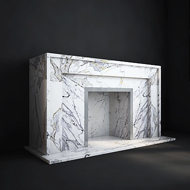 Elegant Carrara Marble Fireplace 3D model image 1 