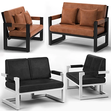 Modern TomEsa Club 2-Seater Sofa 3D model image 1 