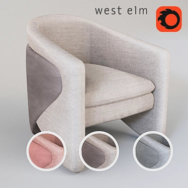 West Elm Thea Chair - Modern Style Seating 3D model image 1 