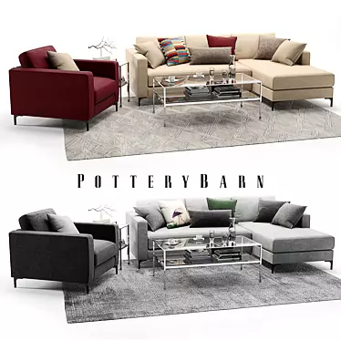 Pottery Barn Jake 3-Piece Set 3D model image 1 