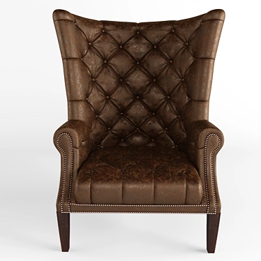 Elegant Wingback Lounge Chair 3D model image 1 