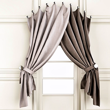 Elegant Window Drapes 3D model image 1 