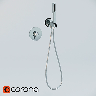 Sleek Wall-Mounted Shower Mixer 3D model image 1 