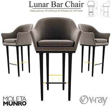 Modern Lunar Bar Chair- Sleek and Stylish Seating 3D model image 1 