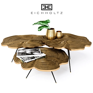 Elegant Brass Coffee Table 3D model image 1 