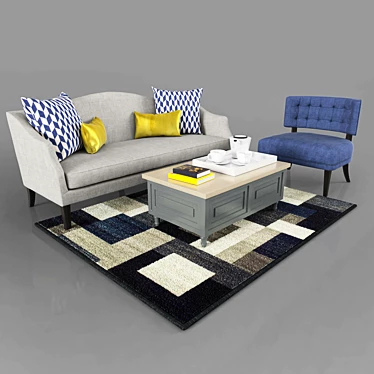 Luxury Seating Set: Mamelle Sofa, Portette Chair 3D model image 1 