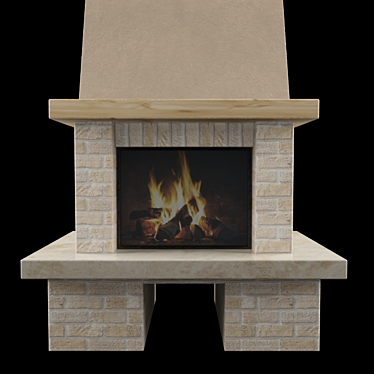 Brick Textured Fireplace 3D model image 1 