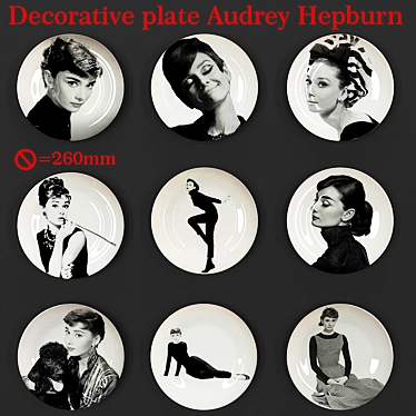 Elegant Audrey Hepburn Decorative Plate 3D model image 1 
