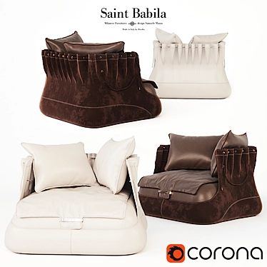 Elegant Babila Armchair: Leather & Fabric Blend 3D model image 1 