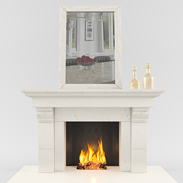 Reflective Flames: Contemporary Fireplace 3D model image 1 