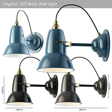 Elegant Original 1227 Brass Wall Light 3D model image 1 