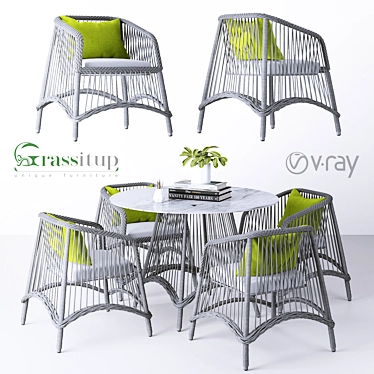 Modern Aira Dining Set 3D model image 1 