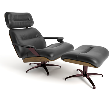 Athea Leather Pivoting Armchair & Ottoman 3D model image 1 
