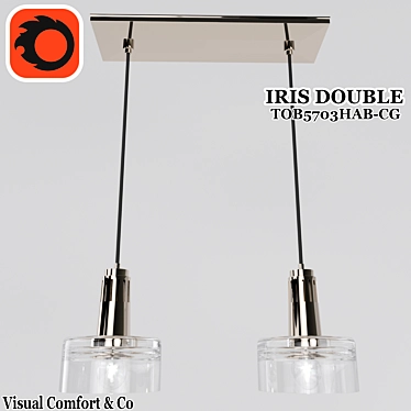 Elegant Iris Double Pendant Light 3D model image 1 