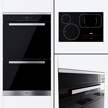 Miele Dual Oven Set: H 6880 BP2 & KM 6365 3D model image 1 