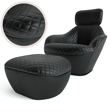 Luxury Leather Bergamote Armchair & Ottoman: Modern Design, Premium Quality 3D model image 1 