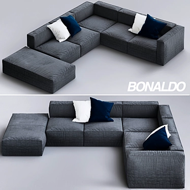 Elegant Bonaldo Sofa Upholstered in Luxurious Fabric 3D model image 1 