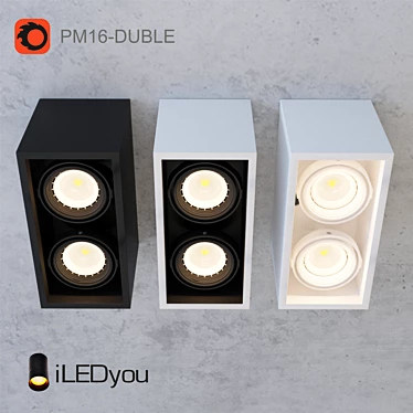 CUB-DUBLE Surface-Mounted Luminaire: Versatile, Efficient 3D model image 1 