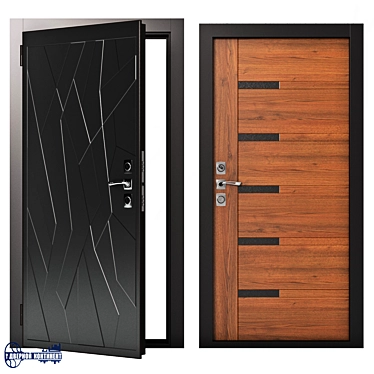 Continent-Modern Steel Entrance Doors 3D model image 1 