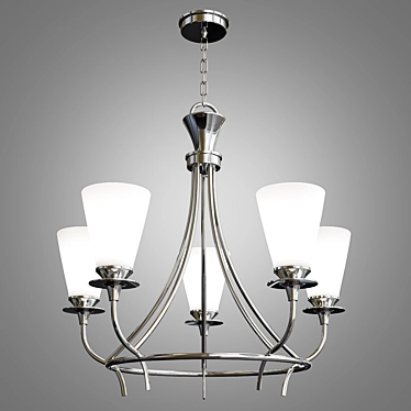 Elegant 5-Light Brushed Nickel Chandelier 3D model image 1 