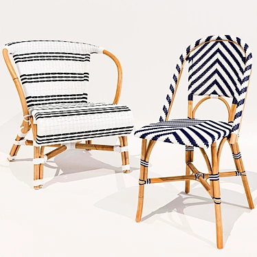 Monaco & Chevron Riviera Chairs: Elegant Seating Solution 3D model image 1 
