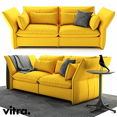 Vitra Mariposa Sofa: Sleek Yellow Fabric & Metal Frame 3D model image 1 