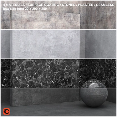 Seamless Stone & Plaster Set | 4 Materials 3D model image 1 