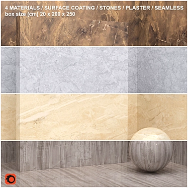 Seamless Stone Plaster Set - 4 Materials 3D model image 1 