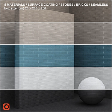 Seamless Stone & Brick Material Set 3D model image 1 