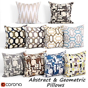 Geometric Print Decorative Pillow Set 3D model image 1 