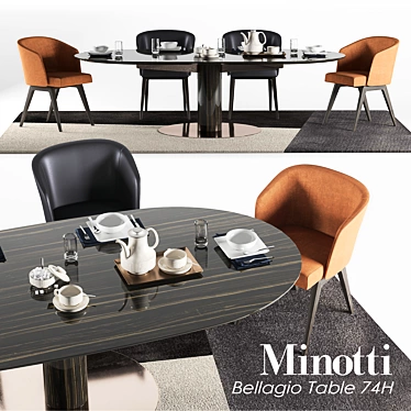 Minotti Bellagio 74H Dining Set 3D model image 1 